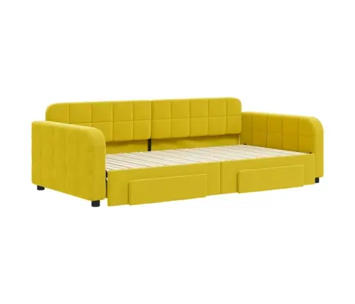 Izvelkams Dīvāns Ar Atvilktnēm, Dzeltens, 100X200 Cm, Samts Vidaxl