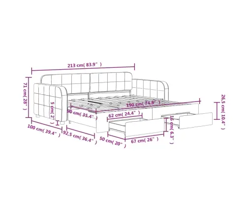Diivanvoodi Väljatõmmatava Osaga, Must, 90X190 cm Samet
