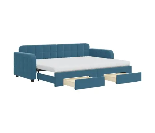 Izvelkams Dīvāns Ar Atvilktnēm, Zils, 80X200 Cm, Samts Vidaxl