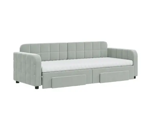 Väljatõmmatav Diivanvoodi, Helehall, 80X200 cm Samet