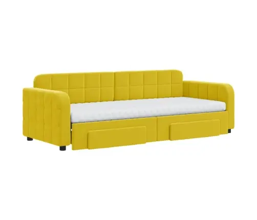 Izvelkams Dīvāns Ar Atvilktnēm, Dzeltens, 80X200 Cm, Samts Vidaxl