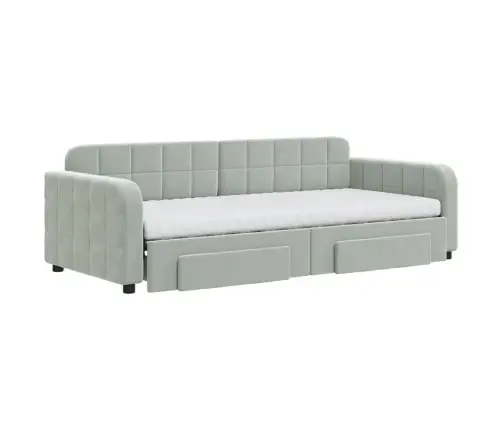 Väljatõmmatav Diivanvoodi, Helehall, 90X200 cm Samet