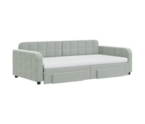 Izvelkams Dīvāns Ar Atvilktnēm, Gaiši Pelēks, 100X200 Cm, Samts Vidaxl