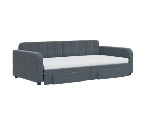 Izvelkams Dīvāns Ar Atvilktnēm, Tumši Pelēks, 100X200 Cm, Samts Vidaxl