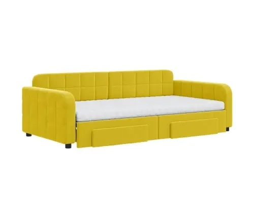 Izvelkams Dīvāns Ar Atvilktnēm, Dzeltens, 100X200 Cm, Samts Vidaxl