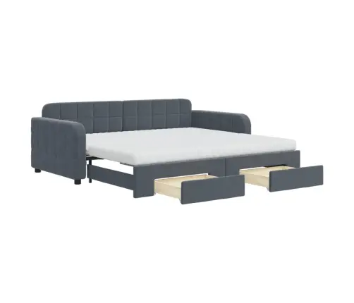 Izvelkams Dīvāns Ar Atvilktnēm, Tumši Pelēka, 90X190 Cm, Audums Vidaxl