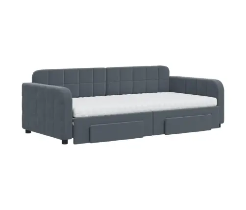 Izvelkams Dīvāns Ar Atvilktnēm, Tumši Pelēka, 90X190 Cm, Audums Vidaxl