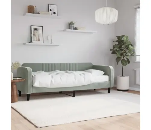 Dīvāngulta Ar Matraci, Gaiši Pelēks Samts, 80X200 Cm Vidaxl