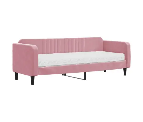 Lova Su Čiužiniu, Rožinės Spalvos, 80X200cm Aksomas