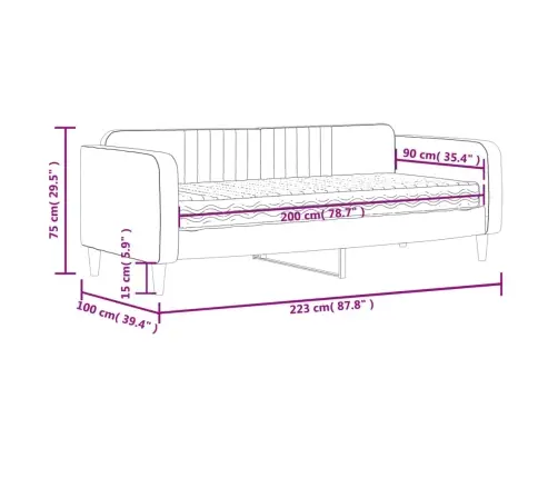 Dīvāngulta Ar Matraci, Gaiši Pelēks Samts, 90X200 Cm Vidaxl