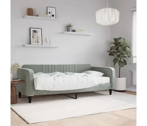 Dīvāngulta Ar Matraci, Gaiši Pelēks Samts, 90X200 Cm Vidaxl