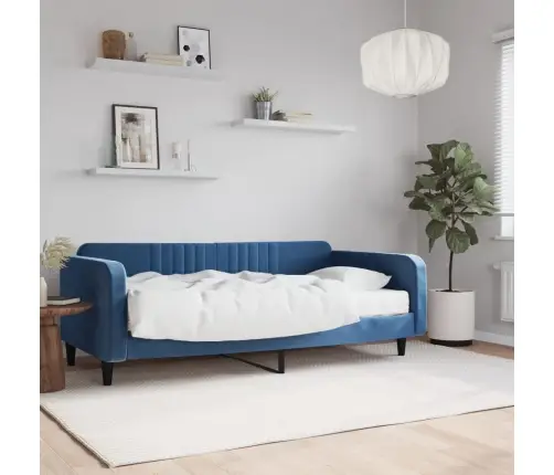 Diivanvoodi Madratsiga, Sinine, 100X200 cm Samet