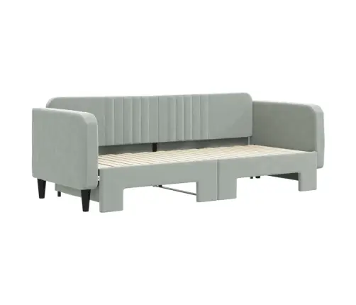 Lova Su Ištraukiama Dalimi, Šviesiai Pilka, 80X200cm Aksomas