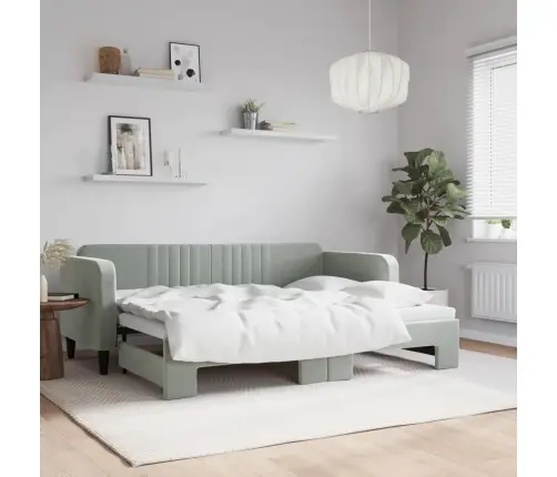 Lova Su Ištraukiama Dalimi, Šviesiai Pilka, 80X200cm Aksomas