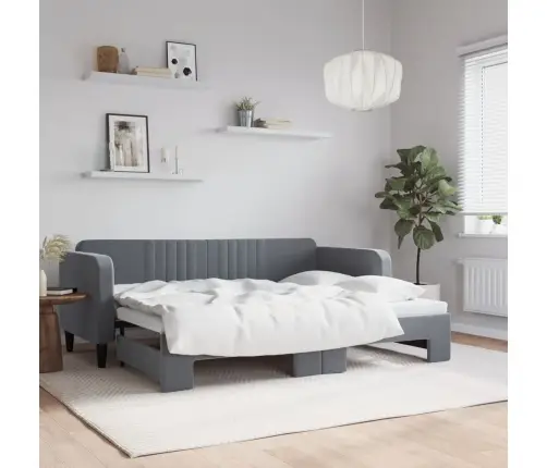 Diivanvoodi Väljatõmmatava Osaga, Tumehall, 80X200 Cm Samet