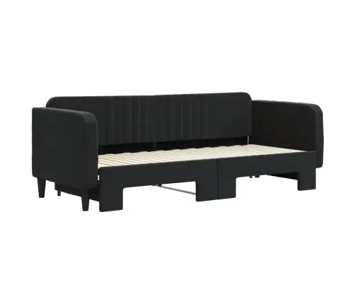 Lova Su Ištraukiama Dalimi, Juodos Spalvos, 80X200cm Aksomas