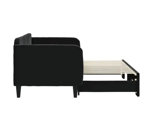 Lova Su Ištraukiama Dalimi, Juodos Spalvos, 80X200cm Aksomas