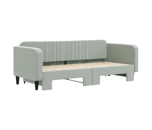 Diivanvoodi Väljatõmmatava Osaga, Helehall, 90X200 cm Samet