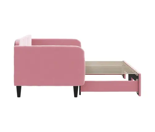 Lova Su Ištraukiama Dalimi, Rožinės Spalvos, 90X200cm Aksomas