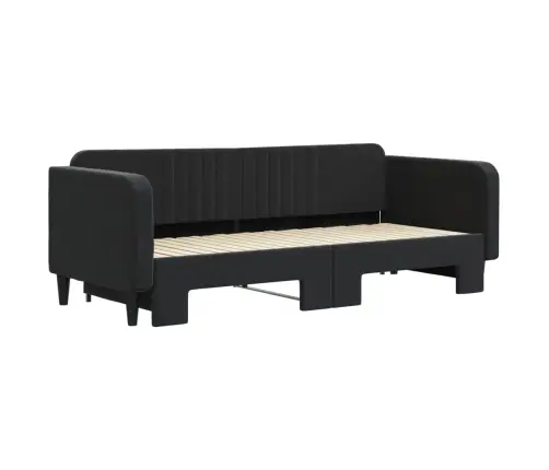 Lova Su Ištraukiama Dalimi, Juodos Spalvos, 90X200cm Aksomas
