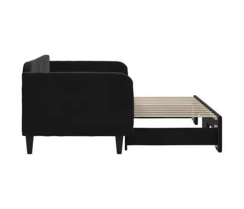 Lova Su Ištraukiama Dalimi, Juodos Spalvos, 90X200cm Aksomas
