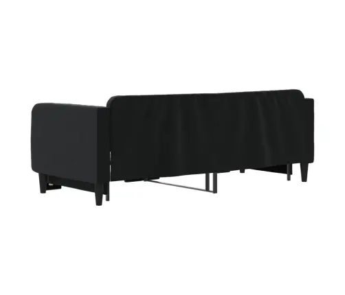 Lova Su Ištraukiama Dalimi, Juodos Spalvos, 90X200cm Aksomas