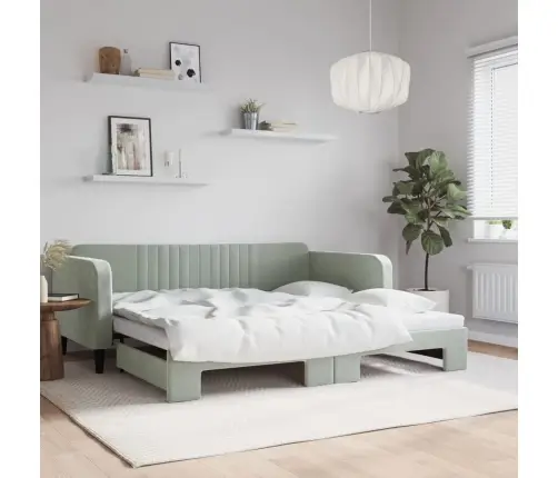 Izvelkams Dīvāns, Gaiši Pelēks, 100X200 Cm, Samts Vidaxl