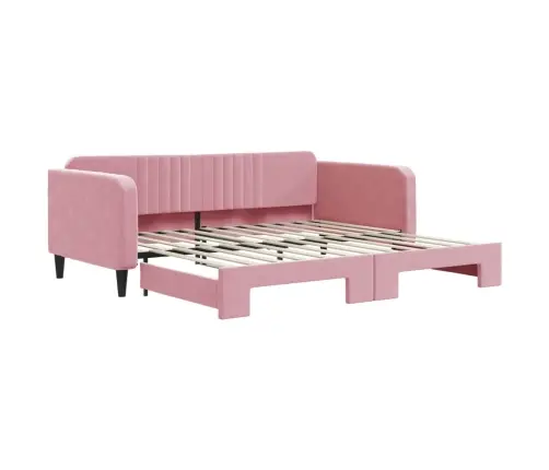 Diivanvoodi Väljatõmmatava Osaga, Roosa, 100X200 cm Samet