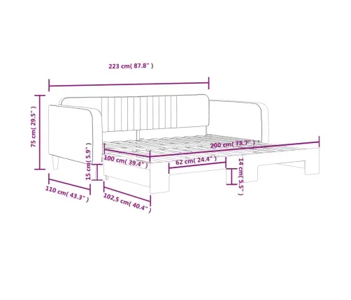 Diivanvoodi Väljatõmmatava Osaga, Roosa, 100X200 cm Samet