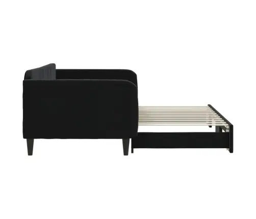 Lova Su Ištraukiama Dalimi, Juodos Spalvos, 100X200cm Aksomas