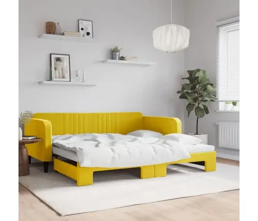 Izvelkams Dīvāns, Dzeltens, 100X200 Cm, Samts Vidaxl