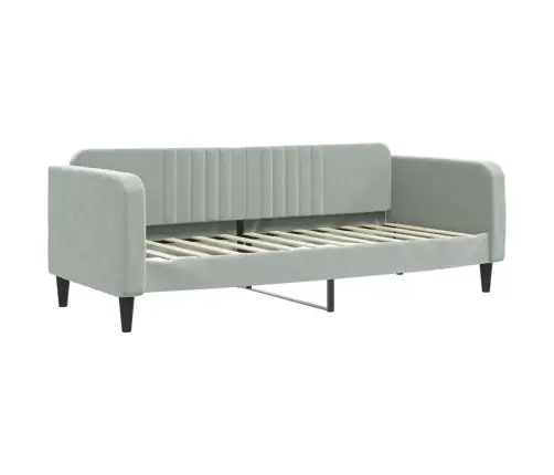 Lova Su Ištraukiama Dalimi/Čiužiniu, Pilka, 80X200cm Aksomas