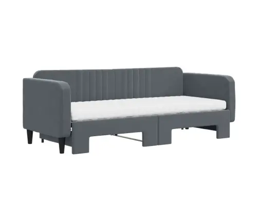 Izvelkama Dīvāngulta Ar Matraci, Tumši Pelēks, 80X200 Cm, Samts Vidaxl