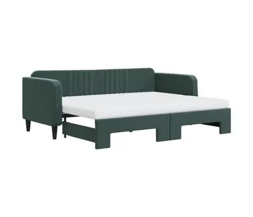 Diivanvoodi Väljatõmmatava Osaga, Tumeroheline 80X200 cm Samet