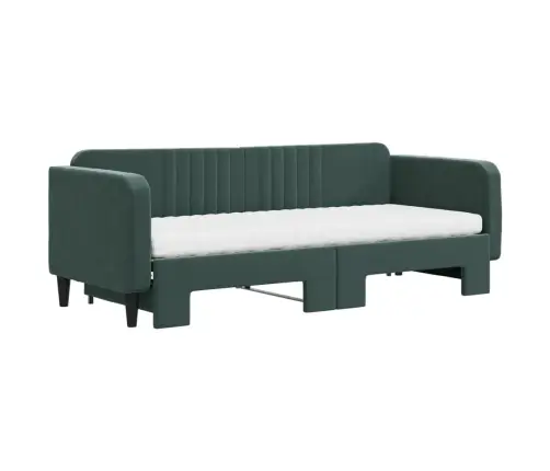 Diivanvoodi Väljatõmmatava Osaga, Tumeroheline 80X200 cm Samet