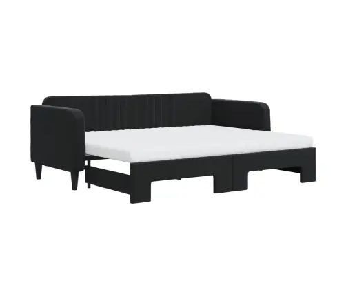 Izvelkams Dīvāns Ar Matraci, Melni, 80X200 Cm, Samts Vidaxl