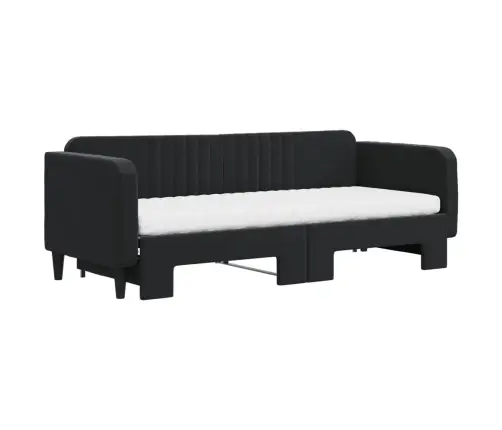 Izvelkams Dīvāns Ar Matraci, Melni, 80X200 Cm, Samts Vidaxl