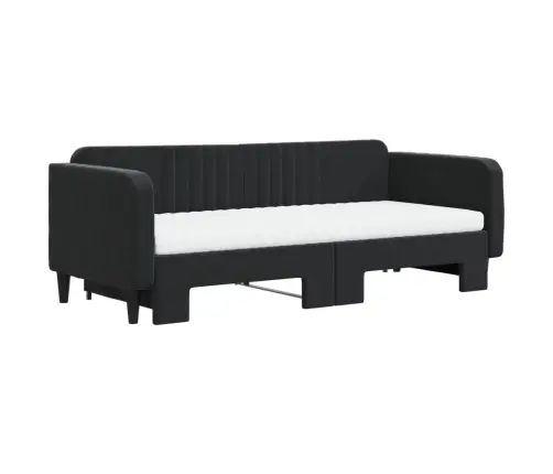 Diivanvoodi Väljatõmmatava Osaga, Must, 90X200 cm Samet