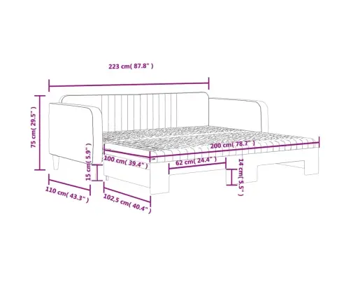Izvelkams Dīvāns Ar Matraci, Zils, 100X200 Cm, Samts Vidaxl