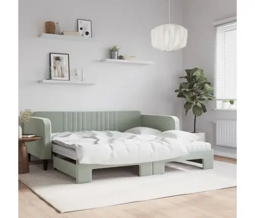 Izvelkams Dīvāns, Gaiši Pelēks, 100X200 Cm, Samts Vidaxl