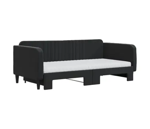 Izvelkams Dīvāns Ar Matraci, Melni, 90X190 Cm, Samts Vidaxl