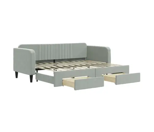 Lova Su Ištraukiama Dalimi/Stalčiais, Pilka, 80X200cm Aksomas