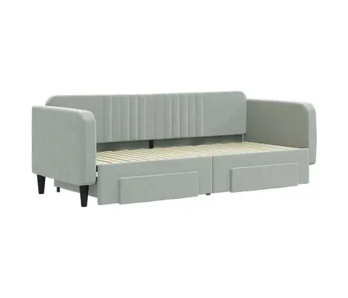 Lova Su Ištraukiama Dalimi/Stalčiais, Pilka, 80X200cm Aksomas