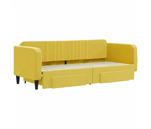 Ištraukiama Lova Su Stalčiais, Geltona, 80X200cm Aksomas