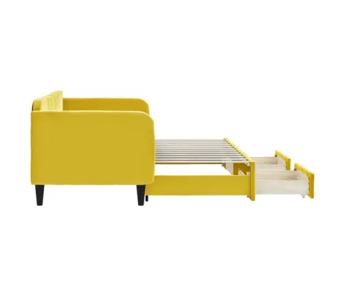 Ištraukiama Lova Su Stalčiais, Geltona, 80X200cm Aksomas