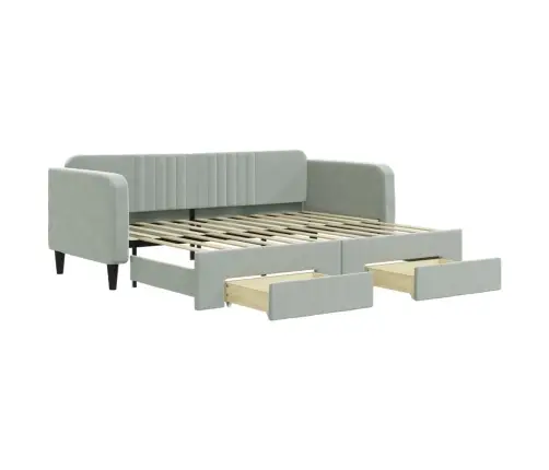 Väljatõmmatav Diivanvoodi, Helehall, 90X200 cm Samet