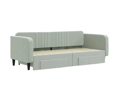 Väljatõmmatav Diivanvoodi, Helehall, 90X200 cm Samet