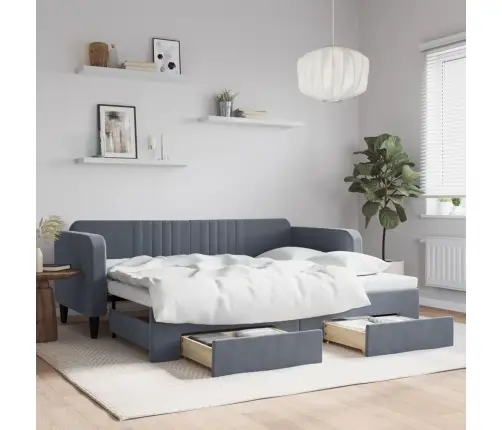 Gulta Ar Atvilktnēm, Bez Matrača, Tumši Pelēks, 90X200 Cm Vidaxl