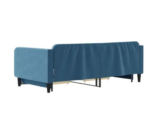 Ištraukiama Lova Su Stalčiais, Mėlyna, 100X200cm Aksomas