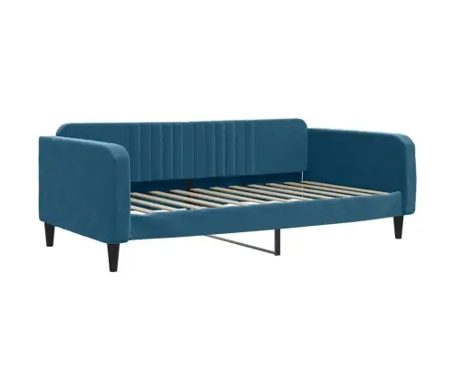 Ištraukiama Lova Su Stalčiais, Mėlyna, 100X200cm Aksomas